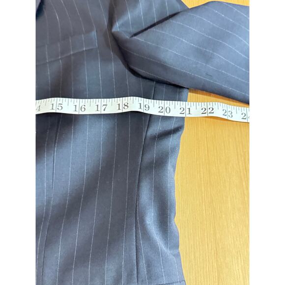 Oscar De La Renta Profile Men’s Suit Jacket Pin Stripe Navy Blue Wool 38S 30W - Picture 7 of 9